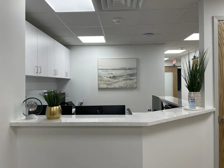 The reception desk at the Seaview Boulevard office.