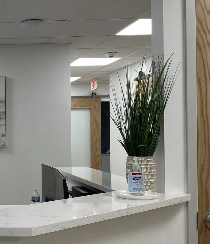 The corridor behind the reception desk at the Seaview Boulevard office.
